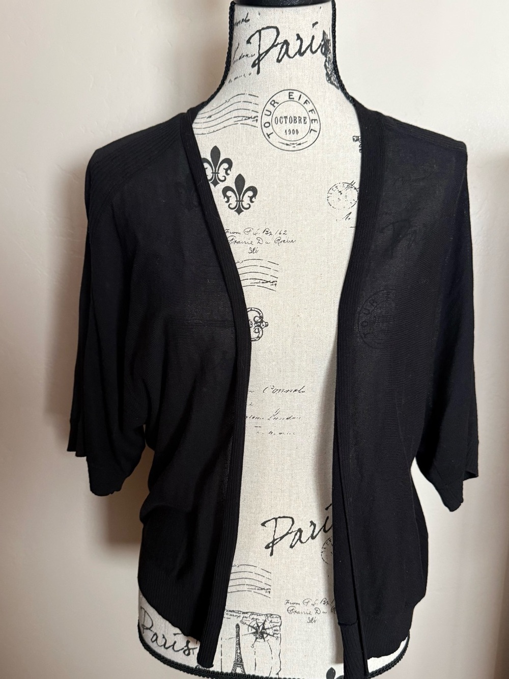 Chico's Black Open-Front Short-Sleeve Shrug